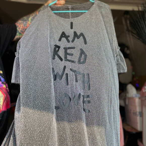 Maxi I AM RED WITH LOVE dress BTS SHEIN Metallic - Picture 4 of 6